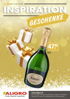 Vorschau des Merkblatts Aktionen Geschenke Schlieren, Gossau SG, Frauenfeld, Rapperswil-Jona, Sargans, Bern, Brüttisellen, Pratteln, Emmen, Spreitenbach vom Shop Aligro gültig von 03.11.2025 bis 15.11.2025