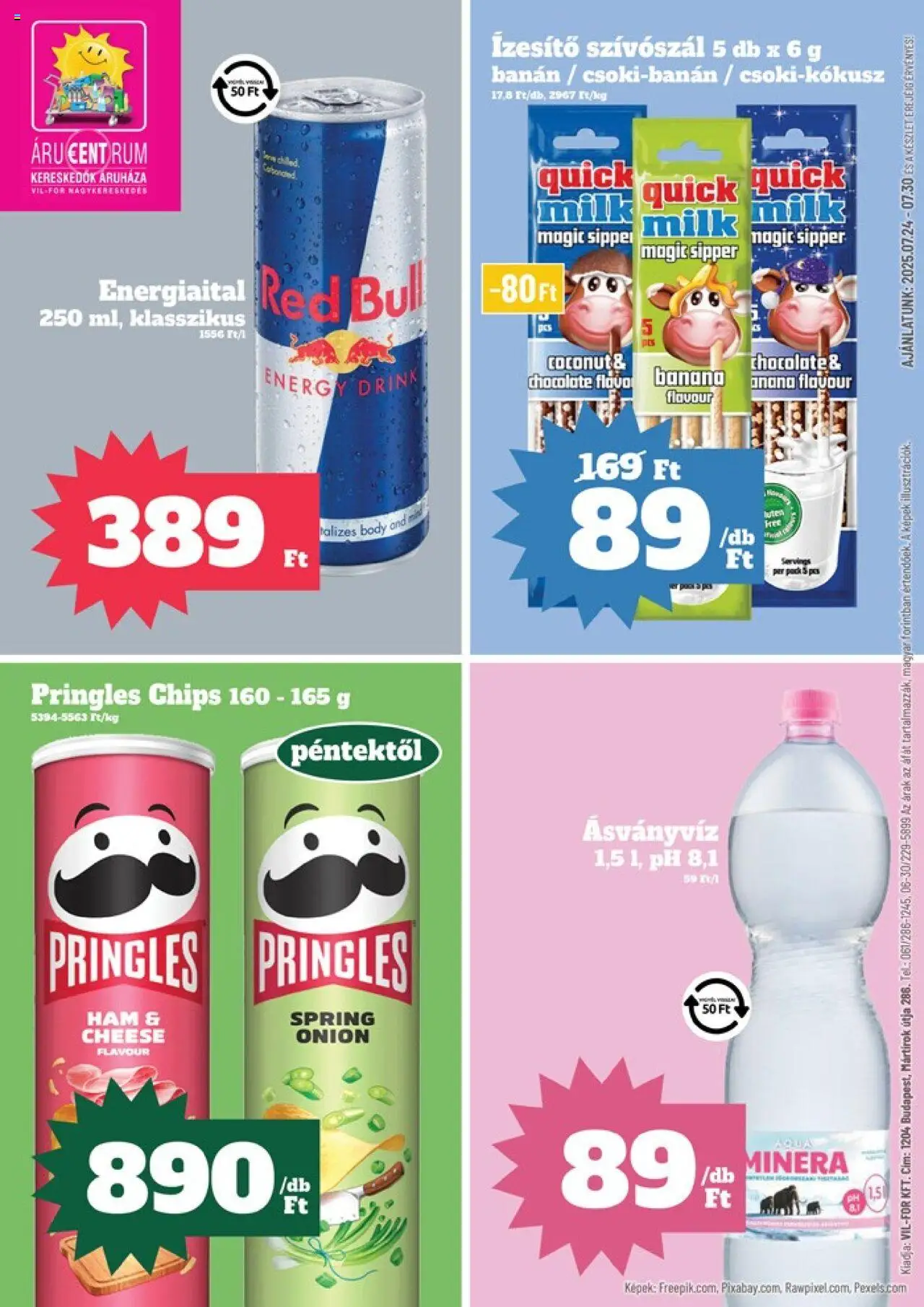 Vil-For aktuális szórólap, érvényes 2025.07.24.-től - 1 oldal - Chips, Pringles, Energiaital, Body, Energy drink, Red bull, Rum, Ásványvíz