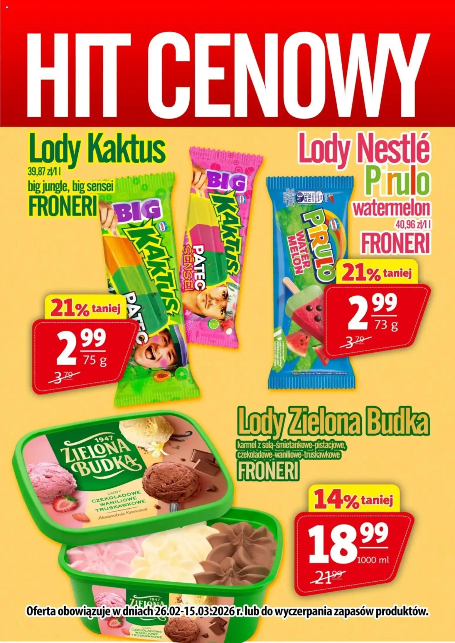 Pogląd gazetki "Promocja - Lody Froneri" ze sklepu Prim Market ważnej od 26.02.2026