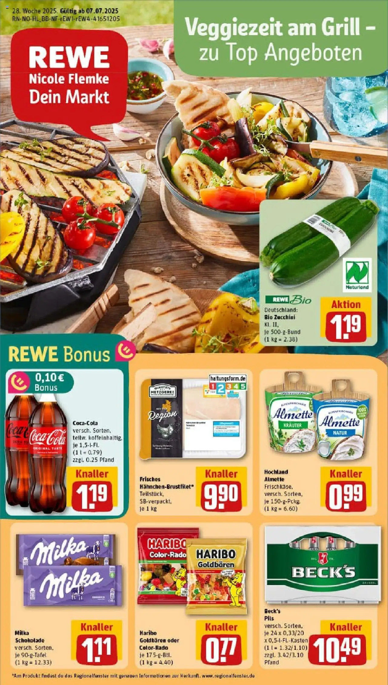 REWE Prospekt ab 06.07.2025 nächste Woche - Prospekt Barmstedt - Schokolade, Grill, Cola, Top, Milka schokolade, Milka, Pils, Almette