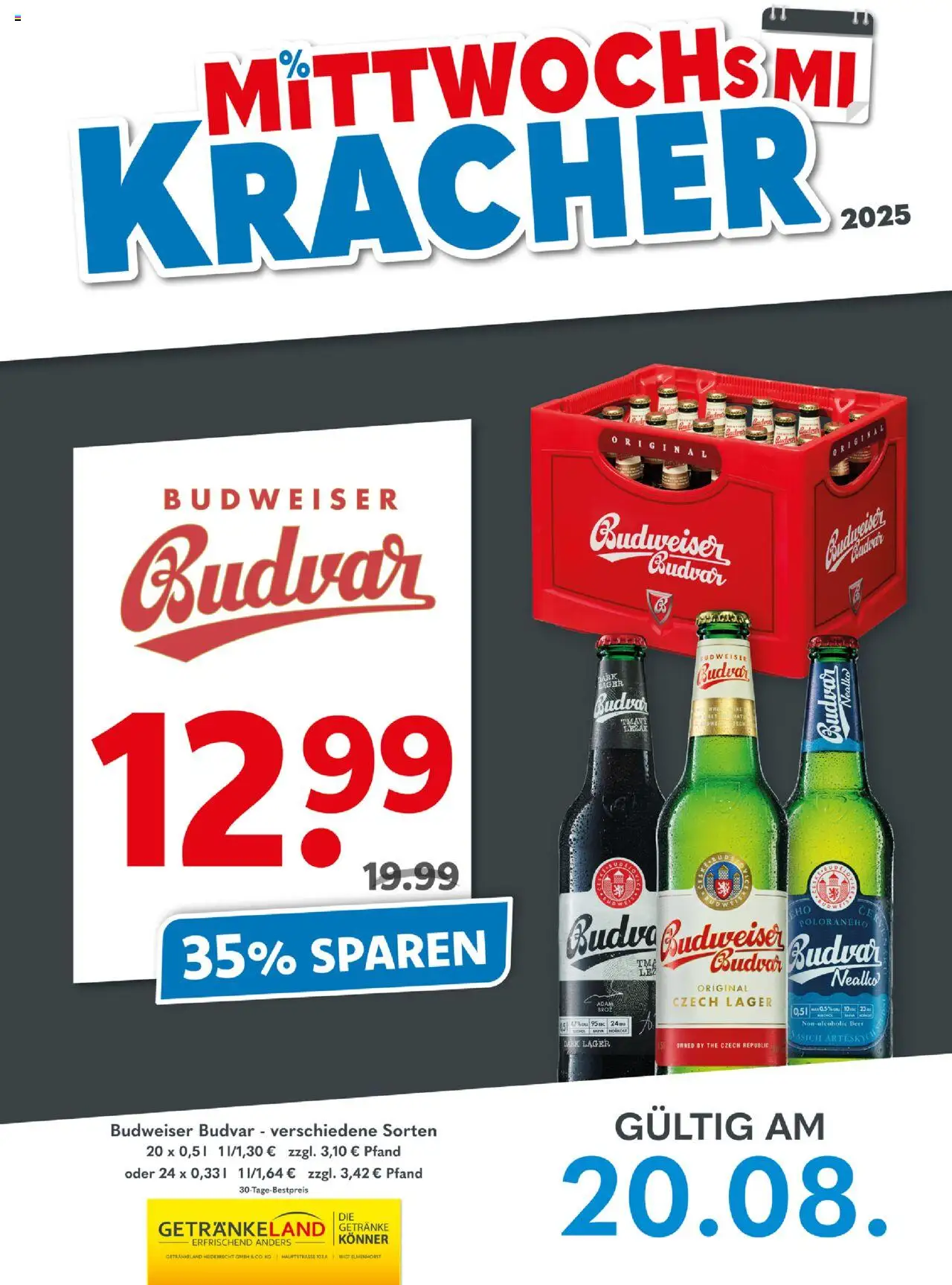 Getränkeland Mittwochs Kracher (vom 20.08.2025 - 20.08.2025) - Budweiser