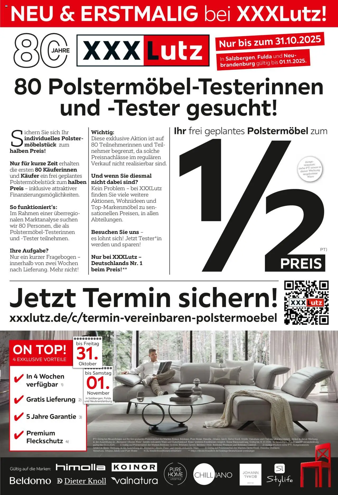 XXXL Lutz Polstermöbel-Testerinnen und -Tester gesucht! (vom 19.10.2025 - 02.11.2025)