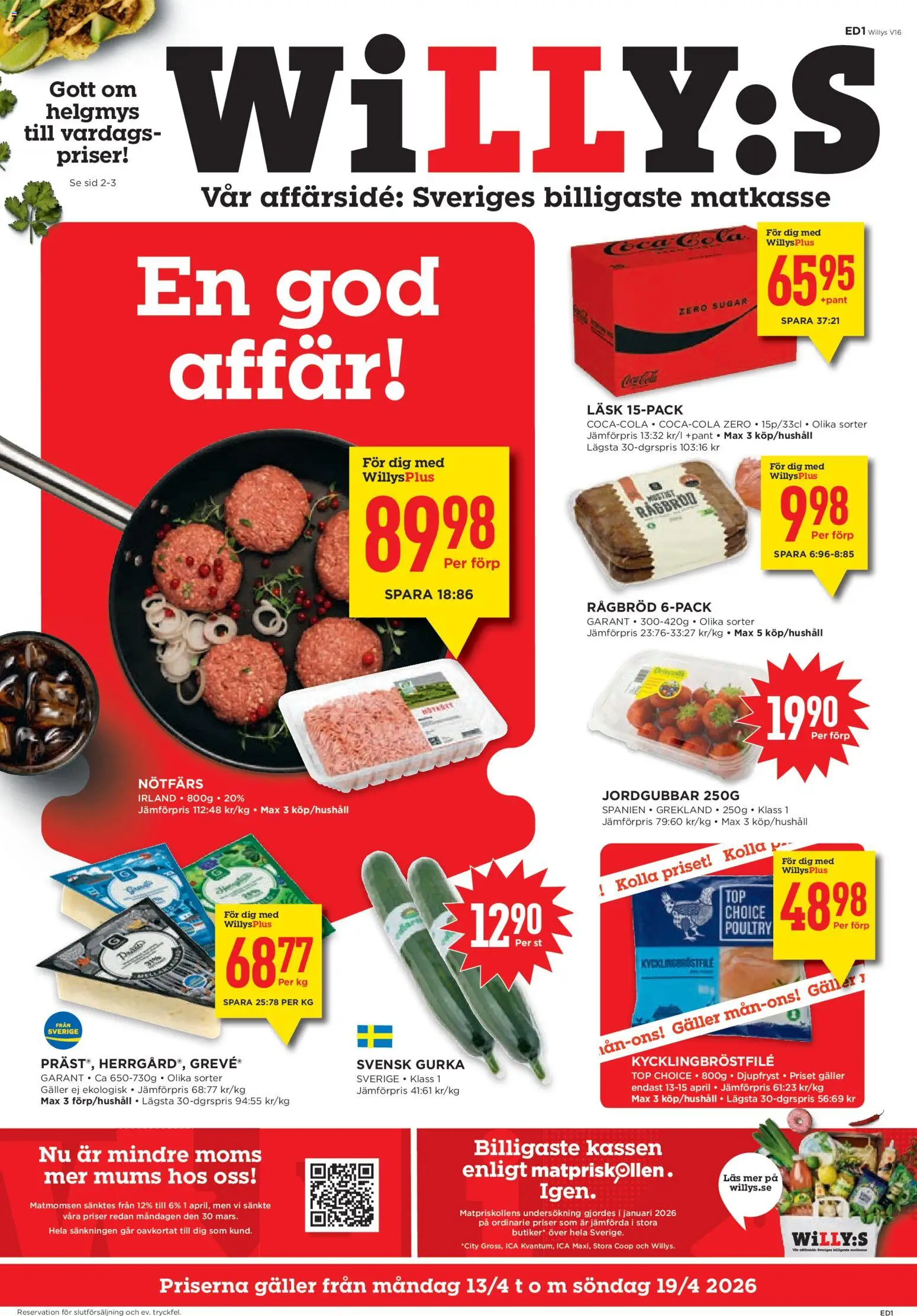Förhandsgranska reklamblad Willys erbjudanden från butik Willys gäller från 13/04/2026