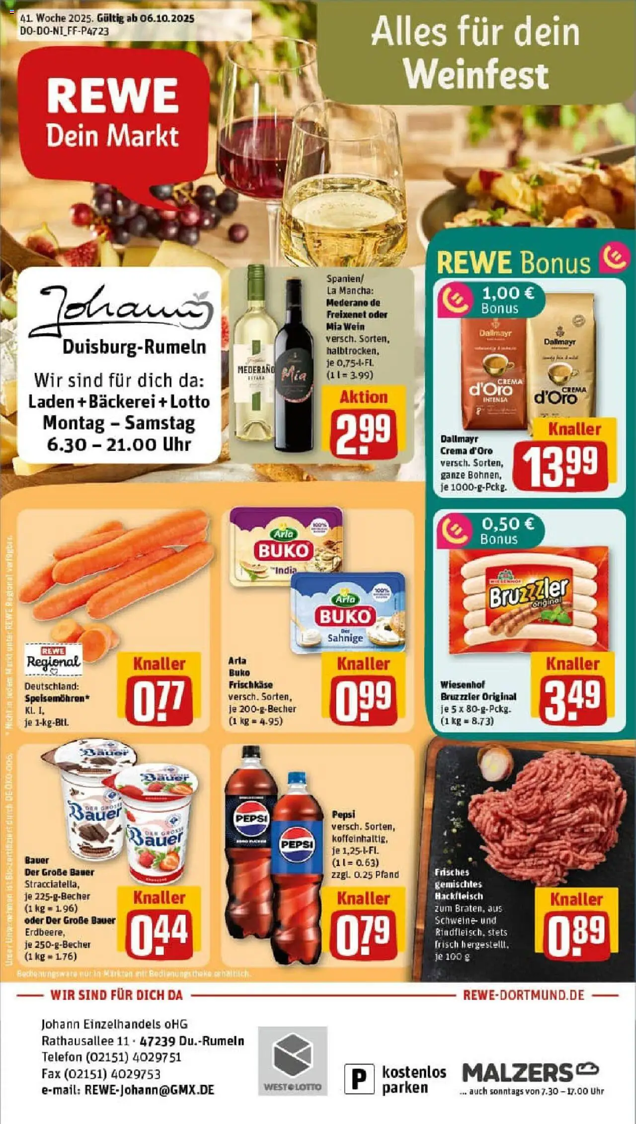 REWE Prospekt ab 06.10.2025 nächste Woche - Prospekt Duisburg / Rumeln	