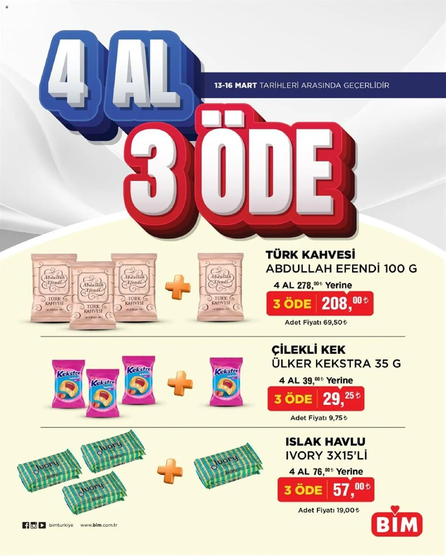 BİM BİM - 4 AL 3 ÖDE, İndirim 13.03.2026 - Broşürünün önizlemesi