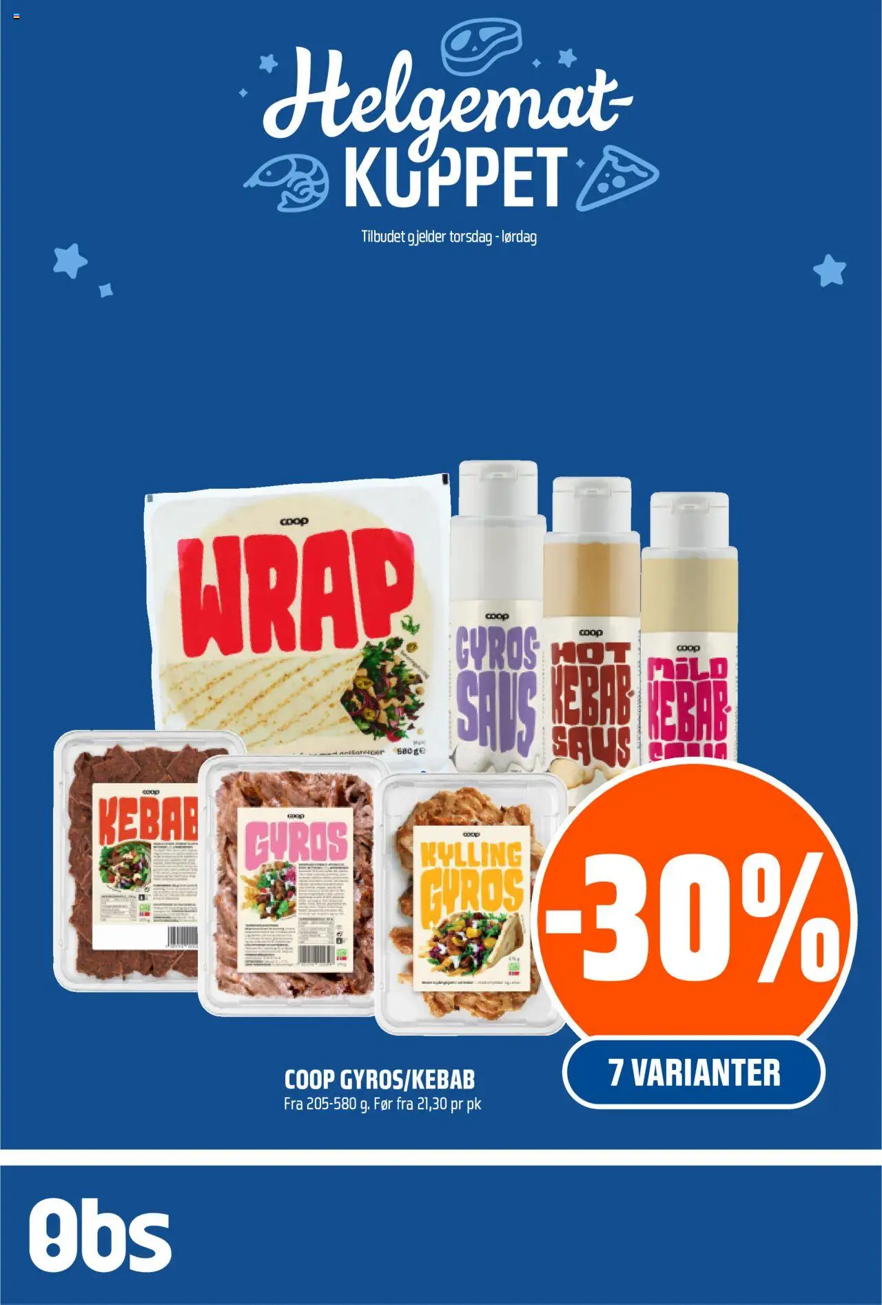 Helgemat Kuppet Coop Obs gyldig fra 09/10/2025 - Sidenummer 1 - Kylling, Gyros, Kebab, Saus