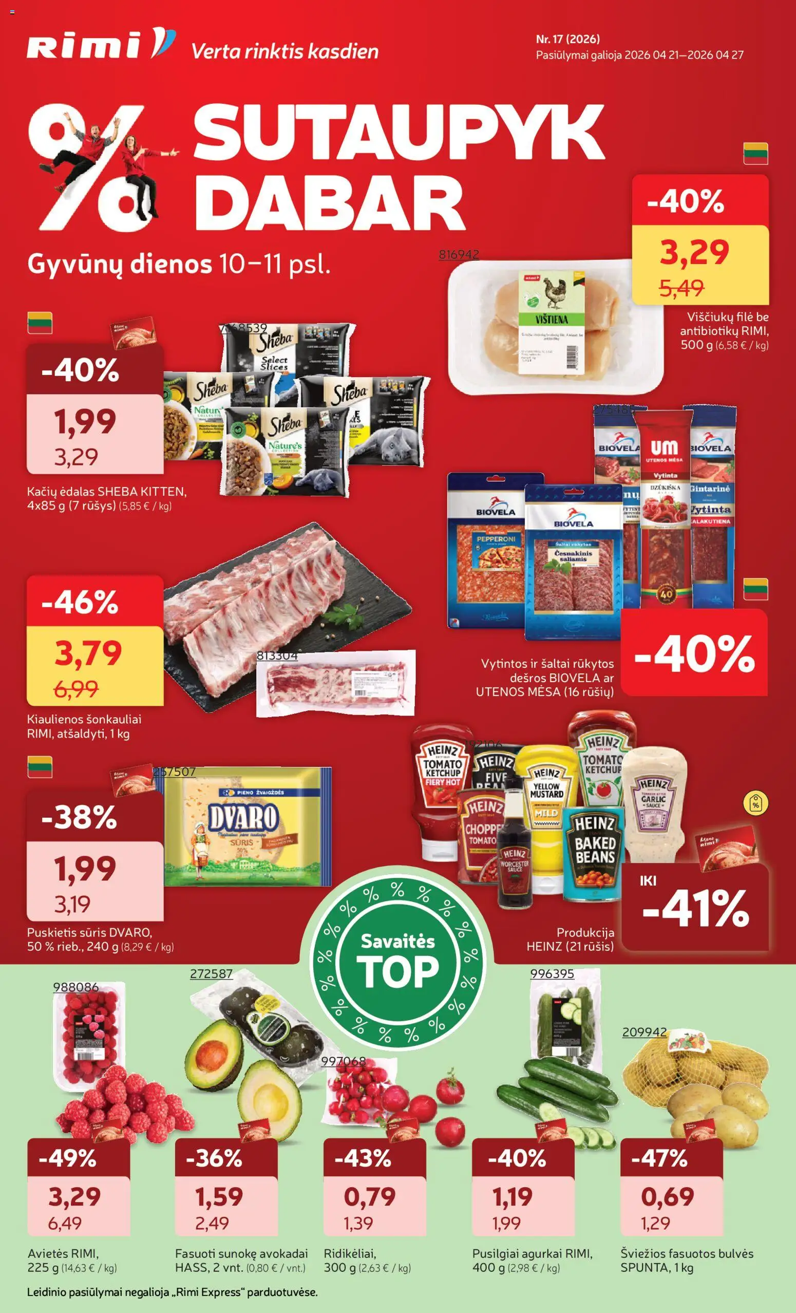 Rimi parduotuvės leidinio Rimi leidinys galiojančio nuo 2026.04.21 peržiūra