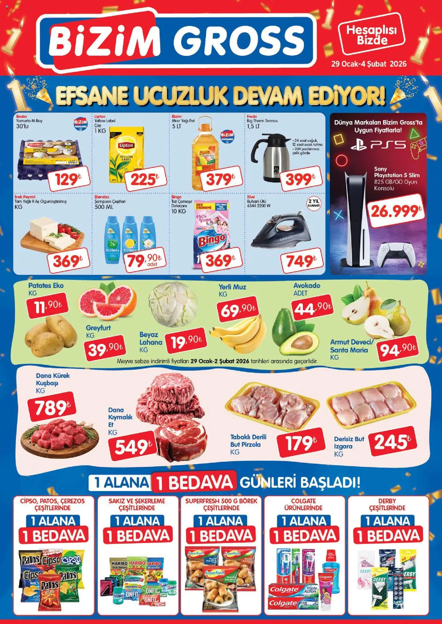 Bizim Toptan Bizim Gross Fırsat Bülteni 29.01.2026 - Broşürünün önizlemesi - Oyun, Peynir, Avokado, Oyun konsolu, Ütü, Pirzola, Lahana, Izgara