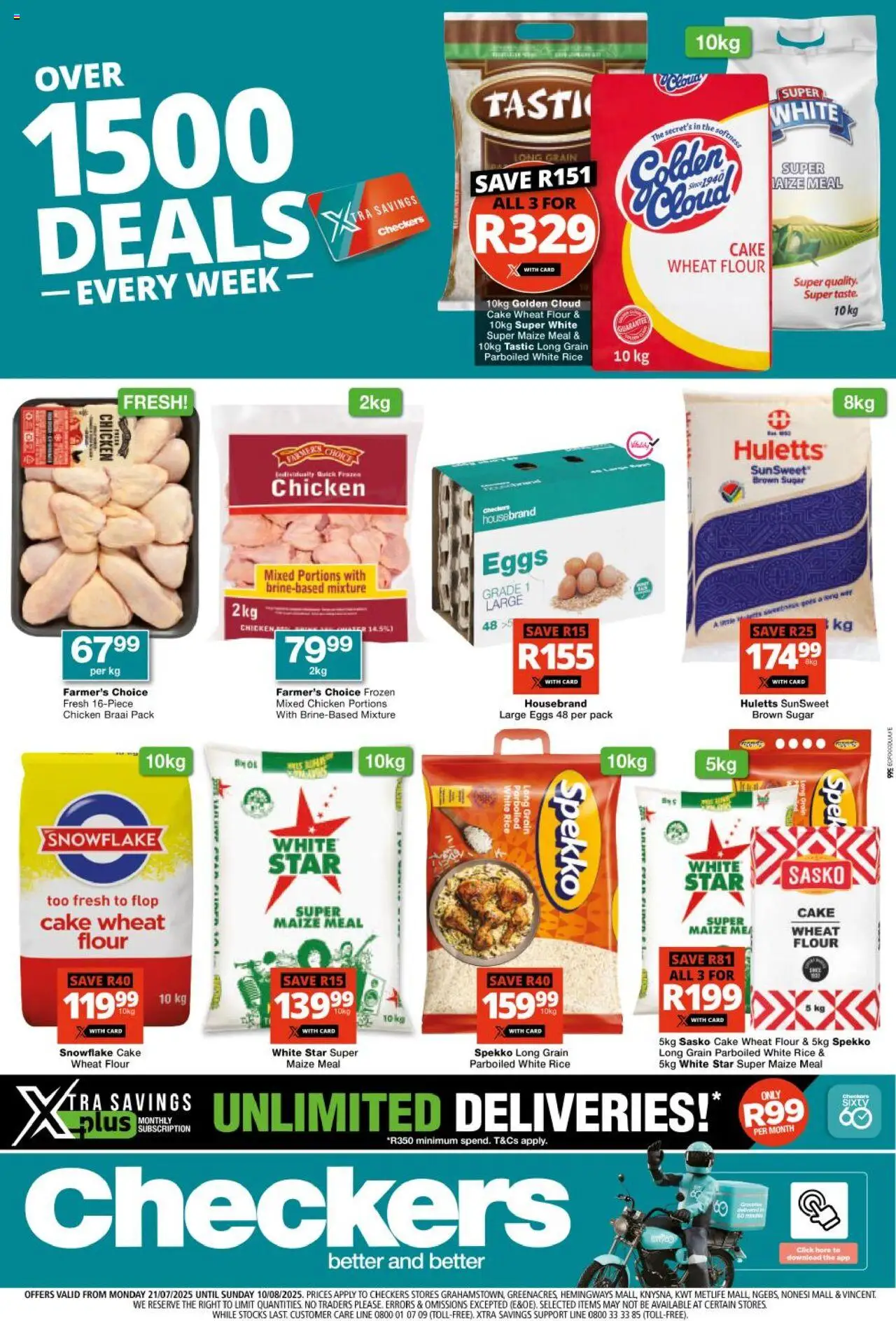 Checkers Eastern Cape - Weekly Deals 21/07 - 10/08/2025 >> Catalogue - Cake, Chicken, Eggs, Sugar, Rice, Flour, Maize meal