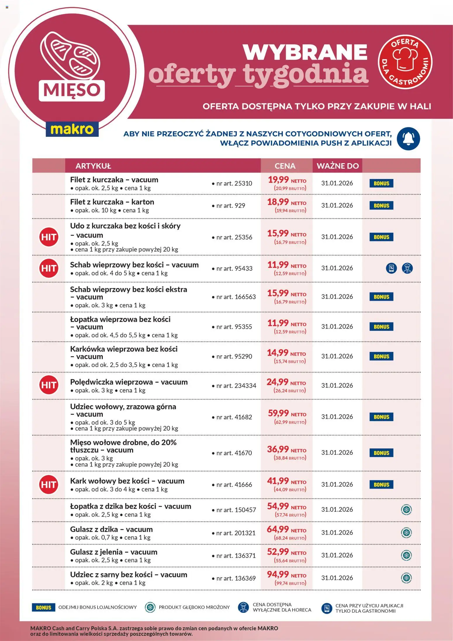 Pogląd gazetki "Wybrane oferty tygodnia" ze sklepu Makro ważnej od 26.01.2026 - Mięso, Karkówka, Łopatka wieprzowa, Polędwiczka wieprzowa, Schab wieprzowy, Karkówka wieprzowa, Łopatka wieprzowa bez kości, Schab wieprzowy bez kości