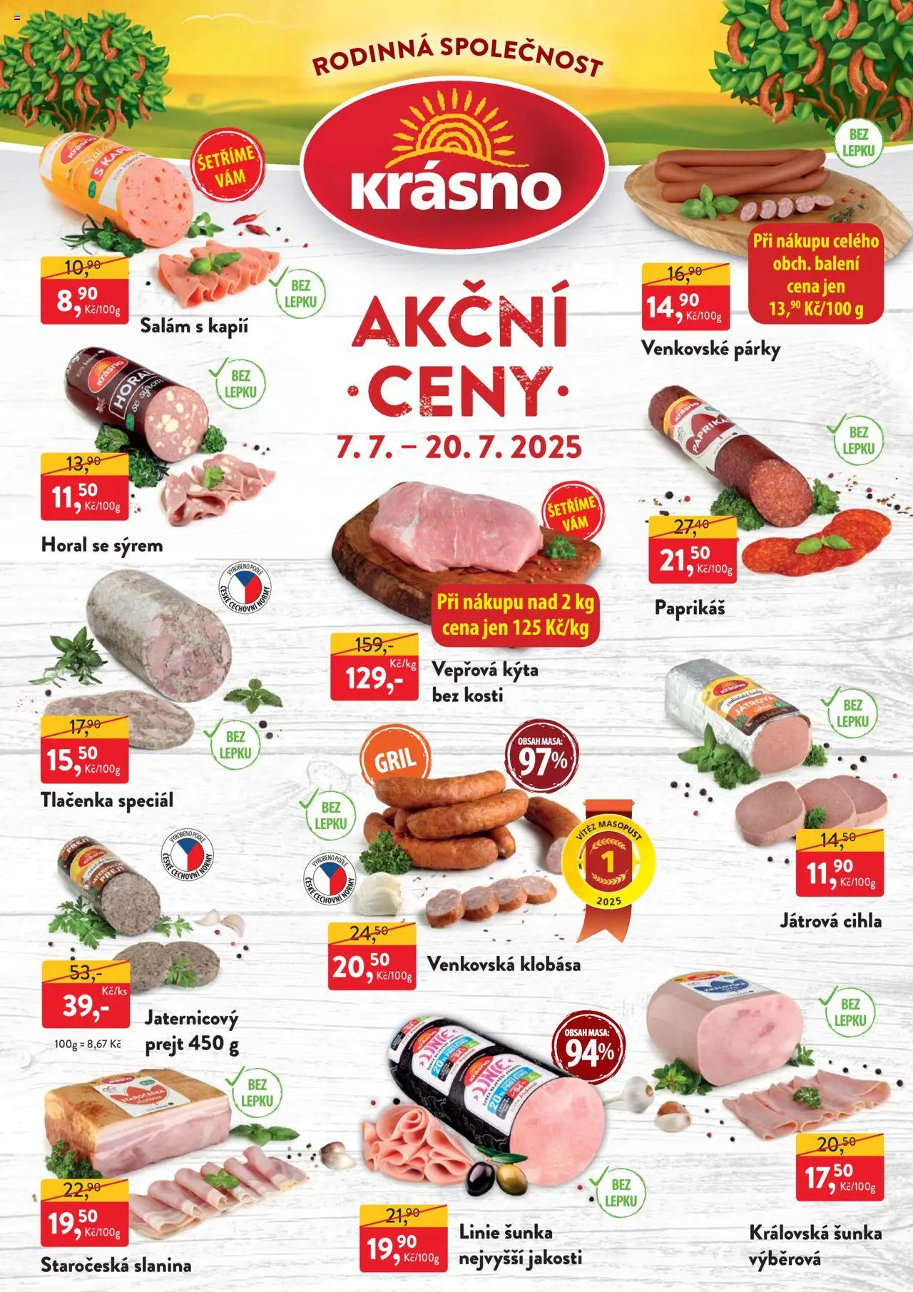  MP Krásno leták (07.07.2025) - Akce, Aktuální nabídka - Paprika, Gril, Vepřová Kýta, Klobása, Salám, Párky, Slanina, Kýta bez kosti