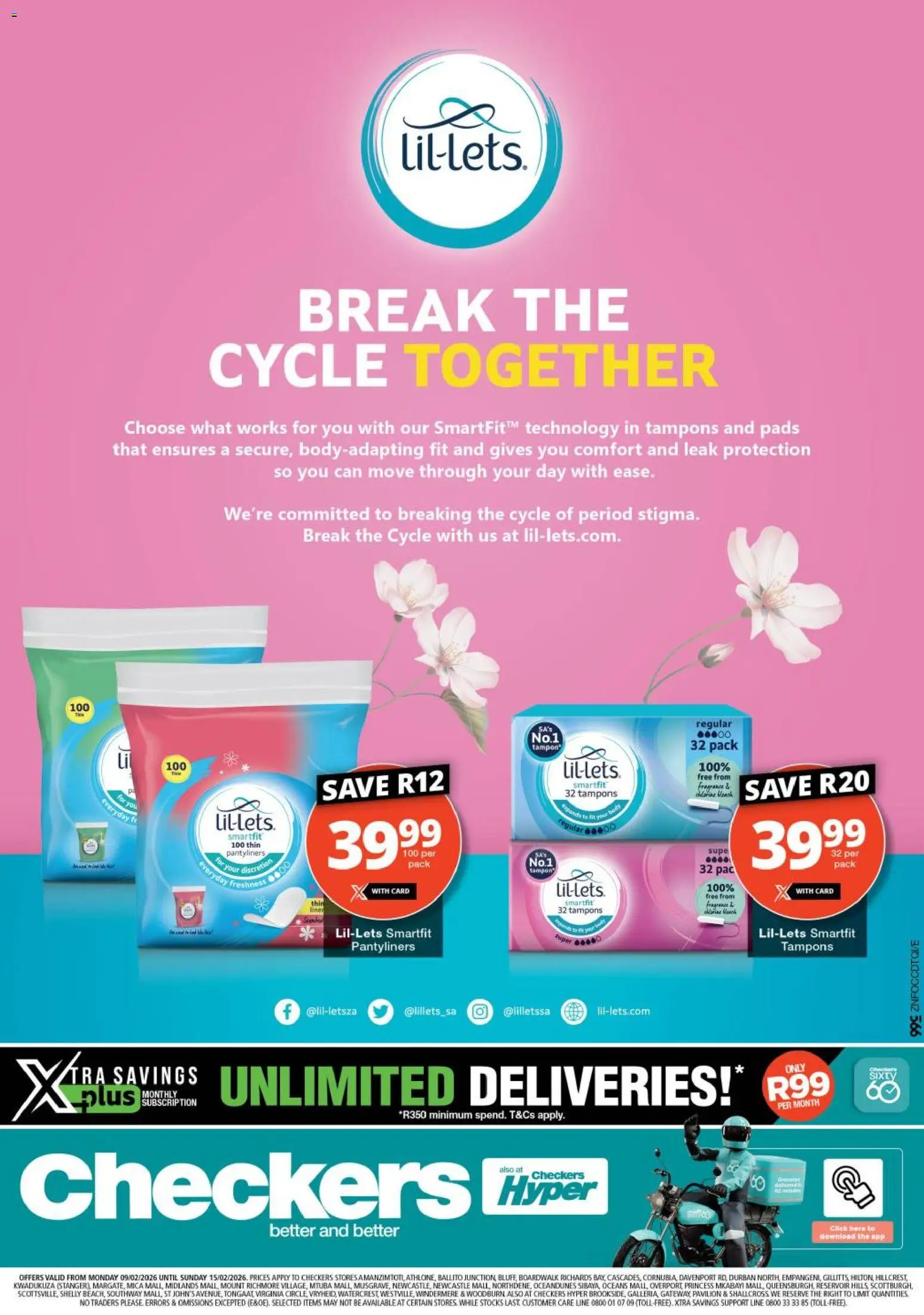 Preview of Checkers flyer valid from 09/02/2026 - Pads, Fragrance