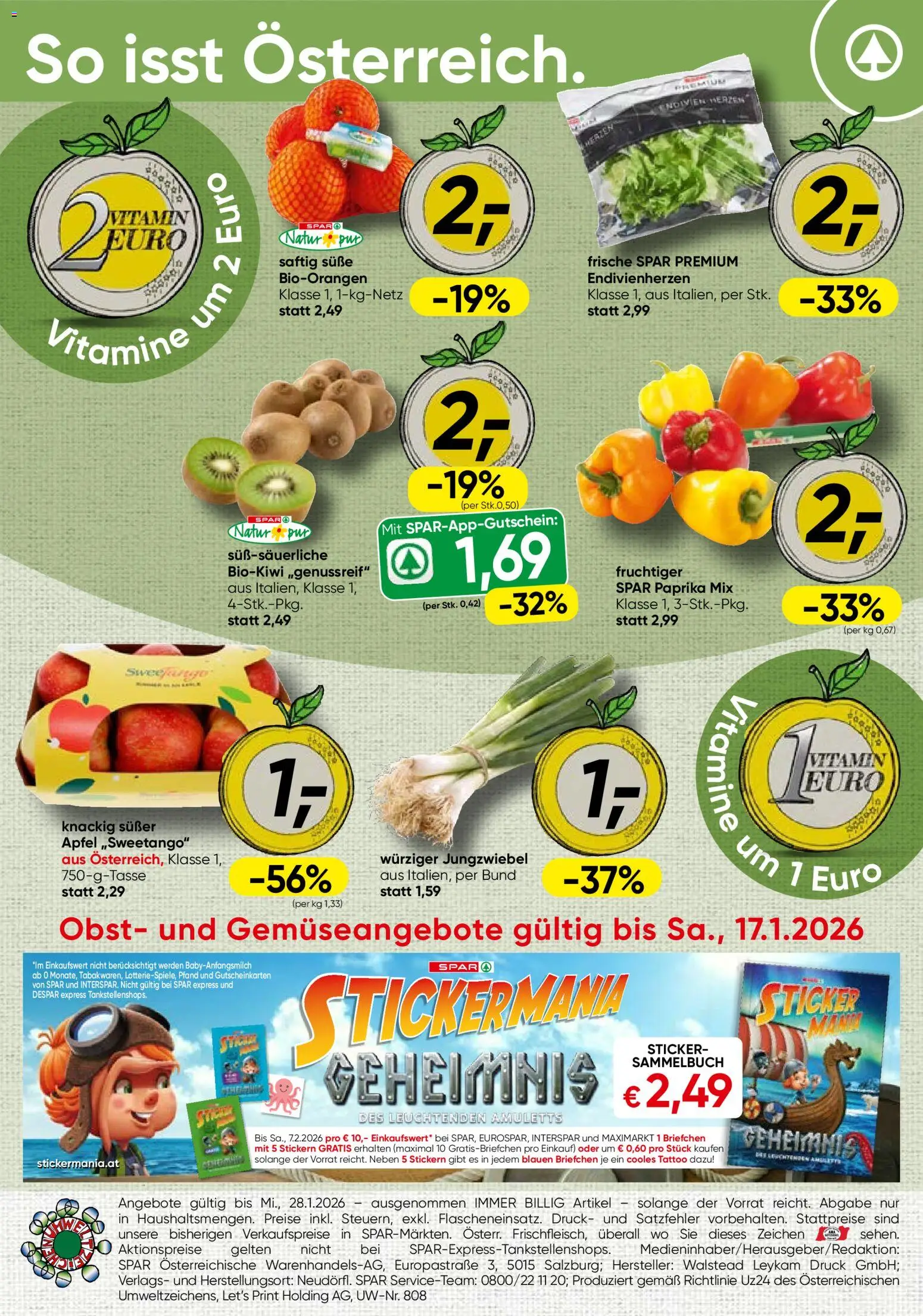 Vorschau der Angebote: Spar Wien Obst & Gemüse gültig ab 12.01.2026 - Äpfel, Obst