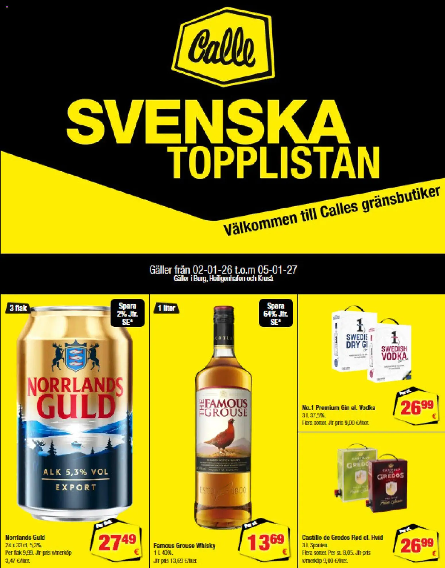 Eksempel på tilbudsavis Svenska Topplistan fra butik Calle gyldig fra 02/01/2026