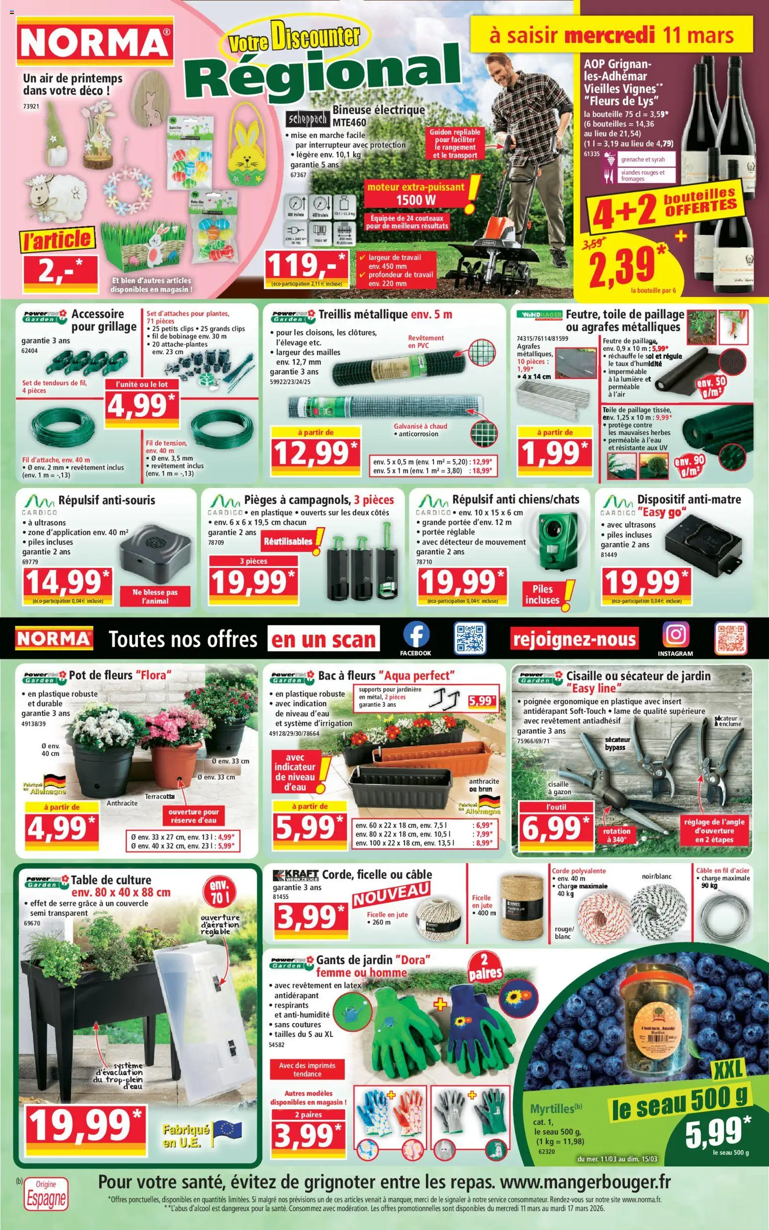 Prévisualisation de Norma catalogue du magasin Norma formulaire valide 11/03/2026 - Fleurs, Gants, Interrupteur, Jardinière, Piles, Bac a fleurs, Câble, Sécateur de jardin