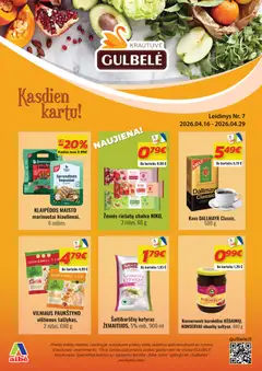 Gulbele parduotuvės leidinio Gulbele leidinys galiojančio nuo 2026.04.16 peržiūra
