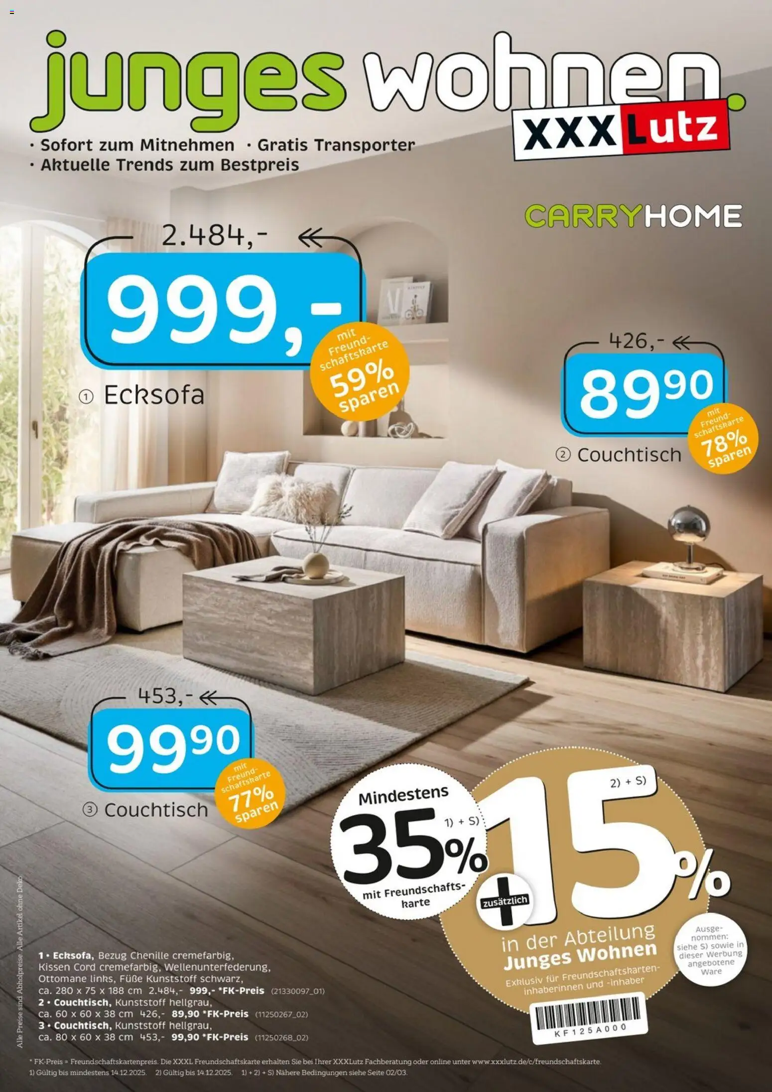 Vorschau von dem Prospekt des Geschäftes XXXL Lutz, gültig ab dem 30.11.2025 - Couchtisch, Ecksofa, Kissen