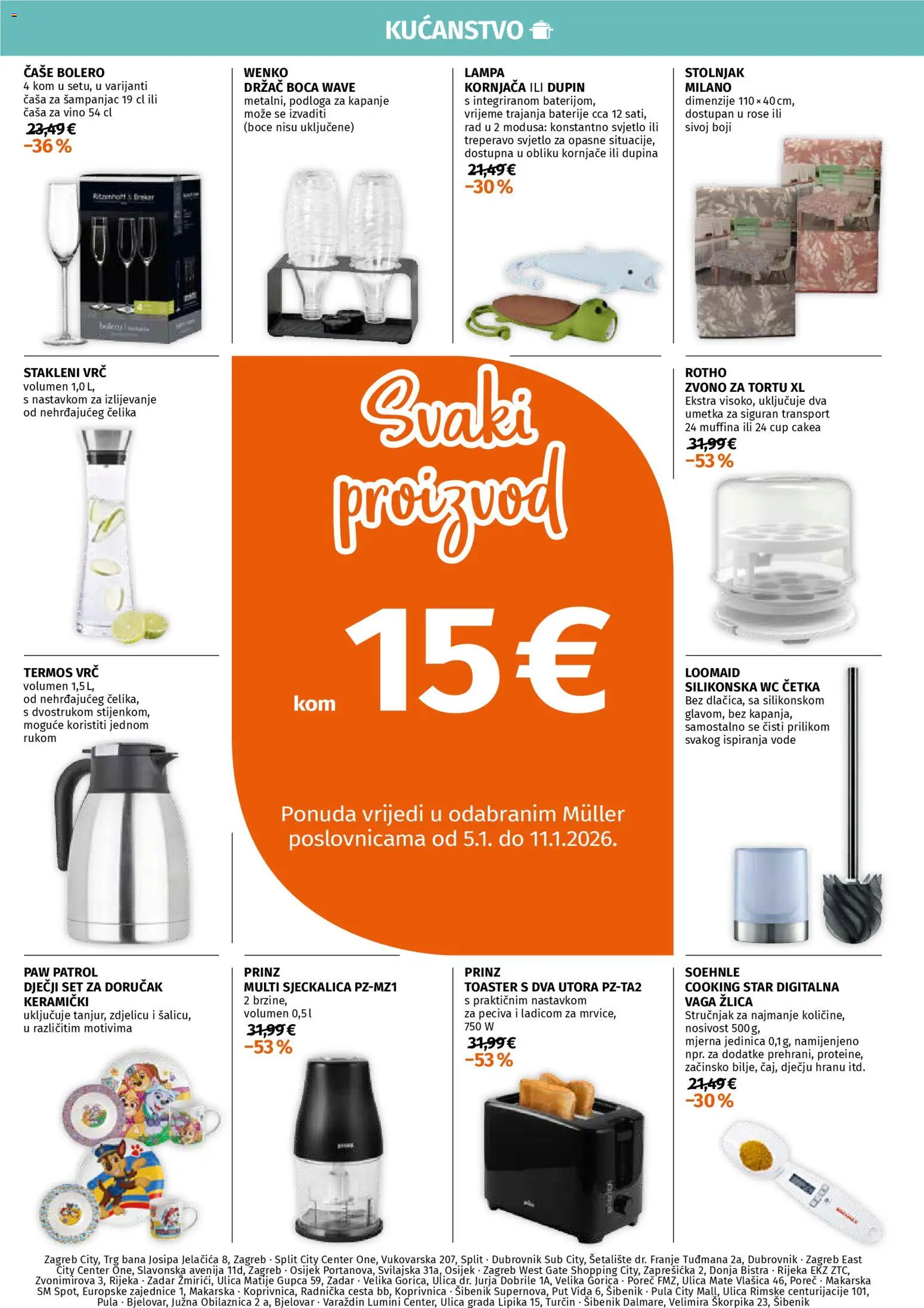 Pregled letka Ponuda odjela kućanstva trgovine Müller vrijedi od 05.01.2025