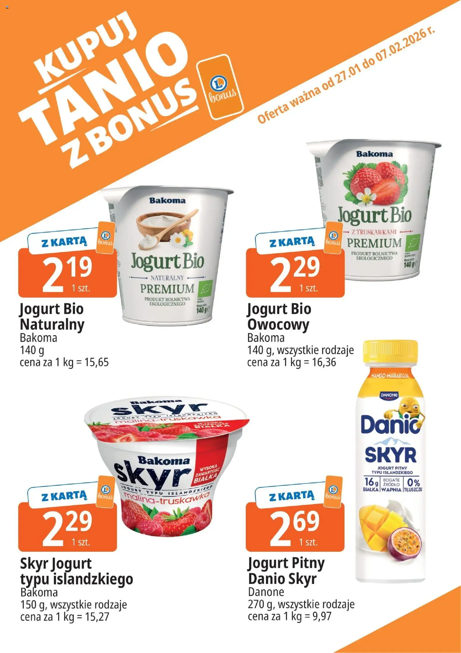 Pogląd gazetki "Zamość kupony dodatkowe" ze sklepu E.Leclerc ważnej od 27.01.2026 - Skyr, Karta, Jogurt, Jogurt pitny, Jogurt typu islandzkiego, Jogurt Bio