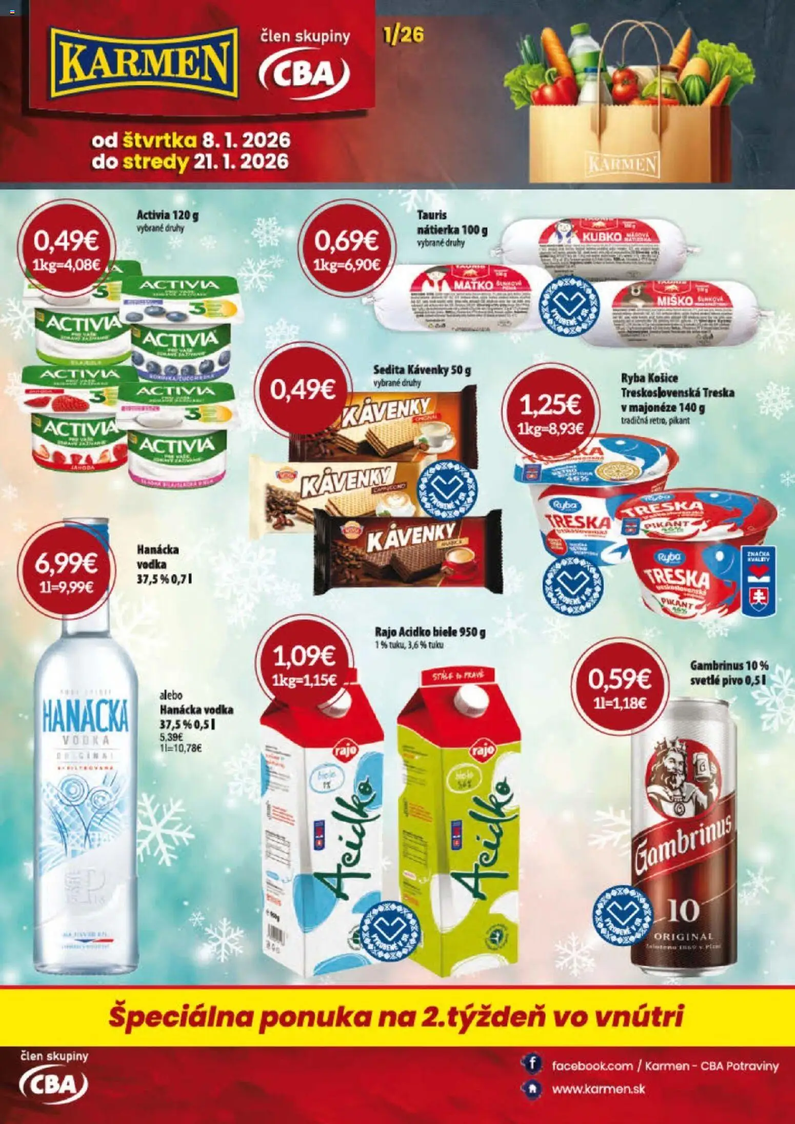 Náhľad KARMEN CBA letáku platného od 08.01.2026