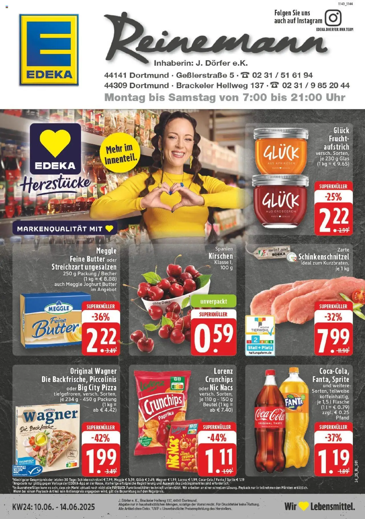 EDEKA Prospekt ab 08.06.2025 - Prospekt Dortmund-Brackel Online - Butter, Cola, Joghurt, Thunfisch, Kirschen, Fanta, Piccolinis, Lorenz crunchips