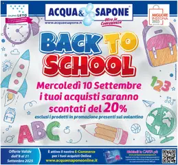 Anteprima dell'opuscolo Volantino Back to school dal negozio Acqua e Sapone valido da 08/09/2025