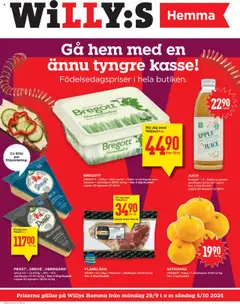 Förhandsgranska reklamblad Aktuella reklamblad Willys Hemma från butik Willys gäller från 29/09/2025