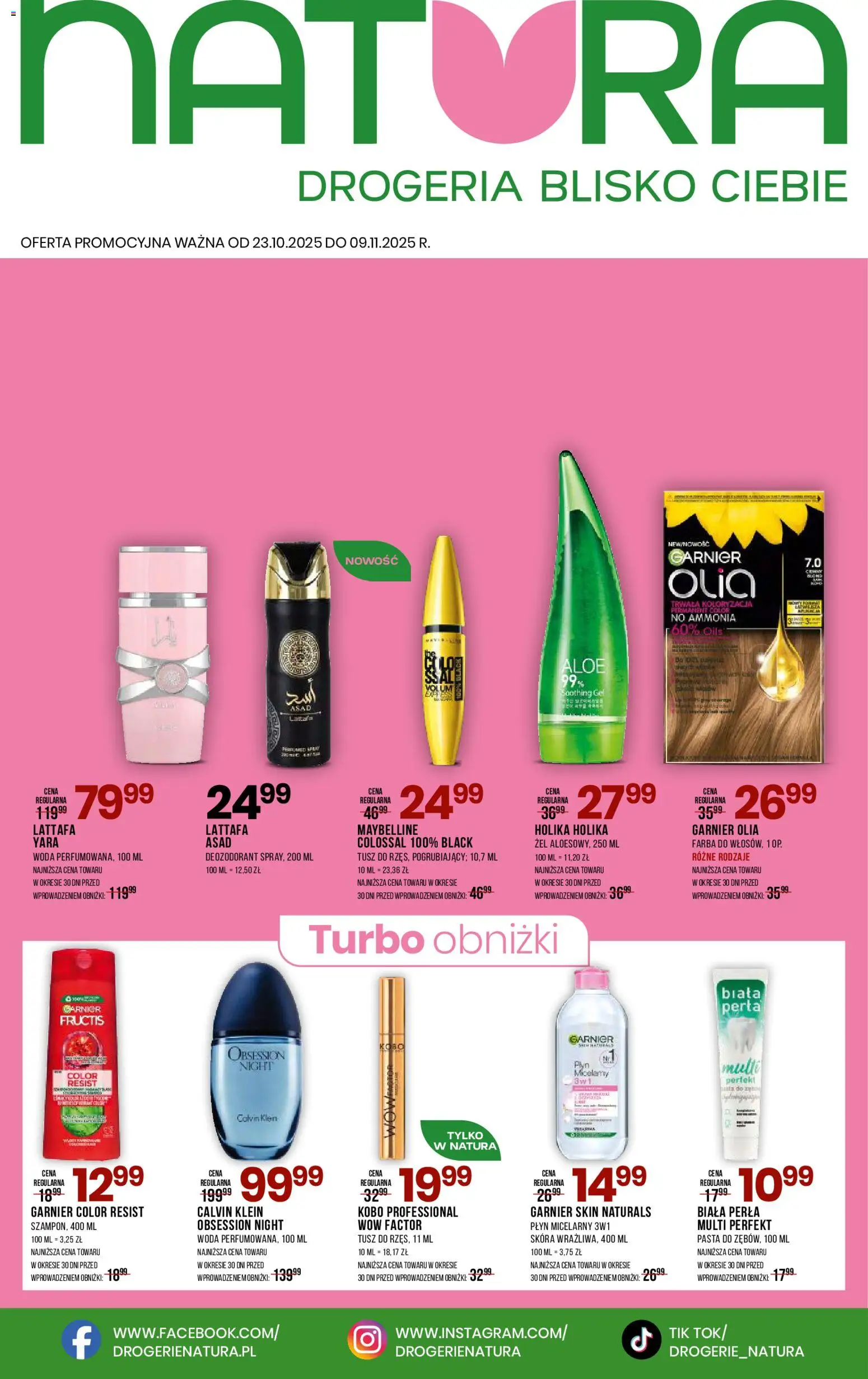 Drogerie Natura Black Friday od 23.10.2025 - Nowa Gazetka - Numer strony 1 - Drogeria, Woda, Pasta, Mule, Płyn micelarny, Garnier