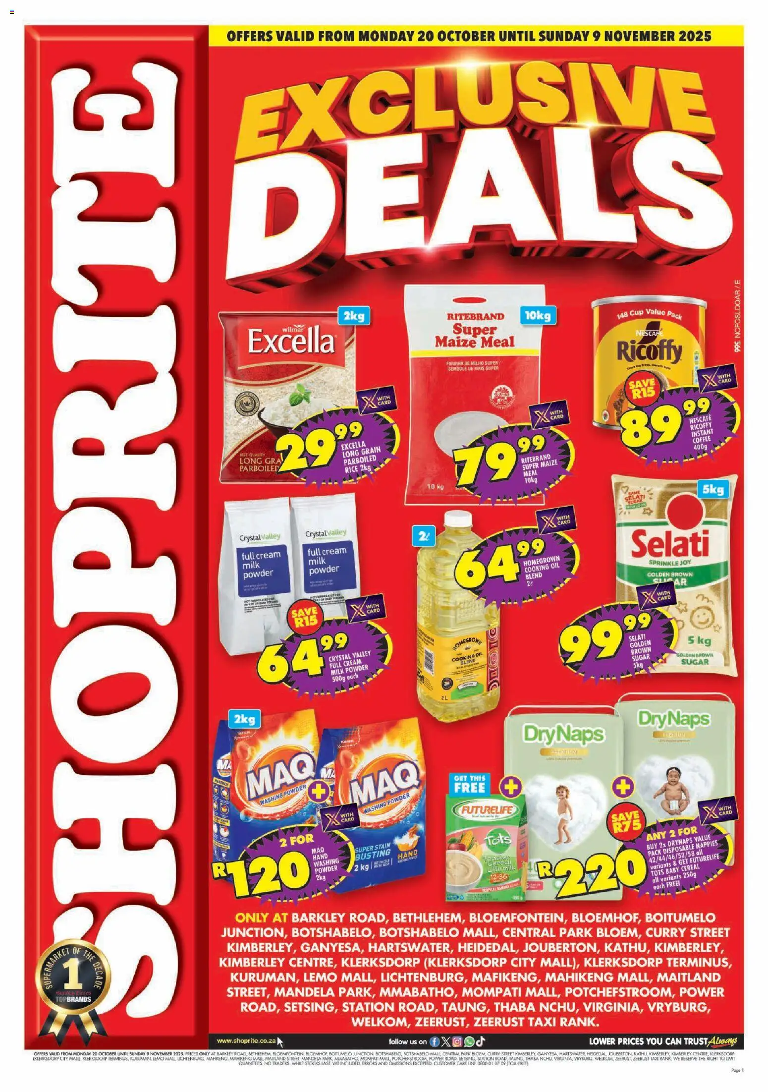 Shoprite Northern Cape - Shoprite Price Exclusive 20/10 - 09/11/2025 >> Catalogue