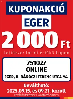 Aldi - Kupón Akció | Eger megtekintése, amely érvényes 2025.09.15.-től