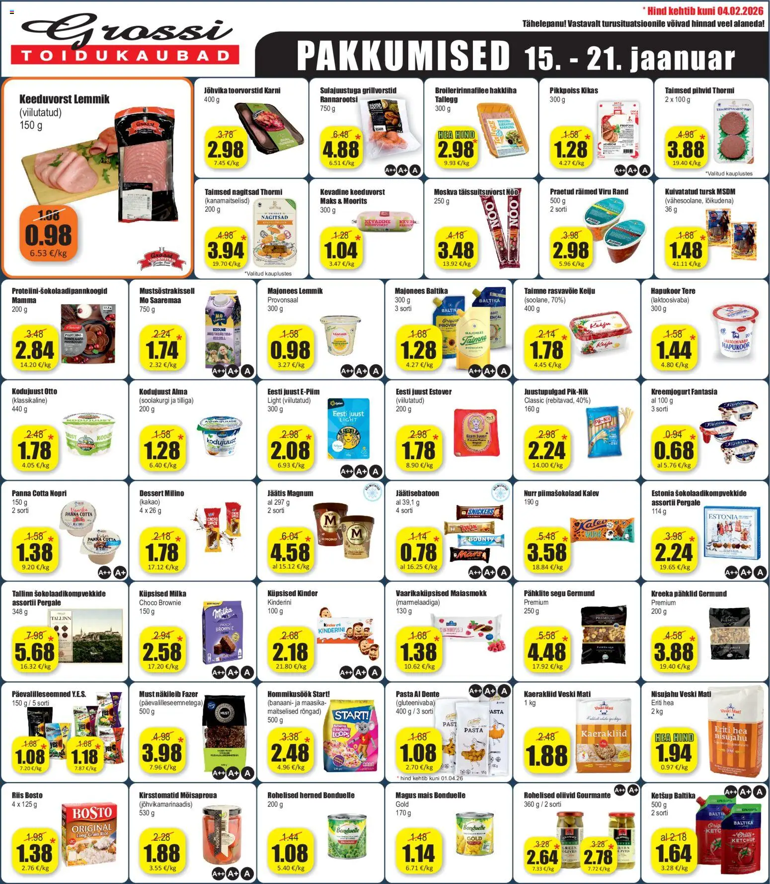 Grossi Toidukaubad kliendilehe eelvaade alates 15.01.2026