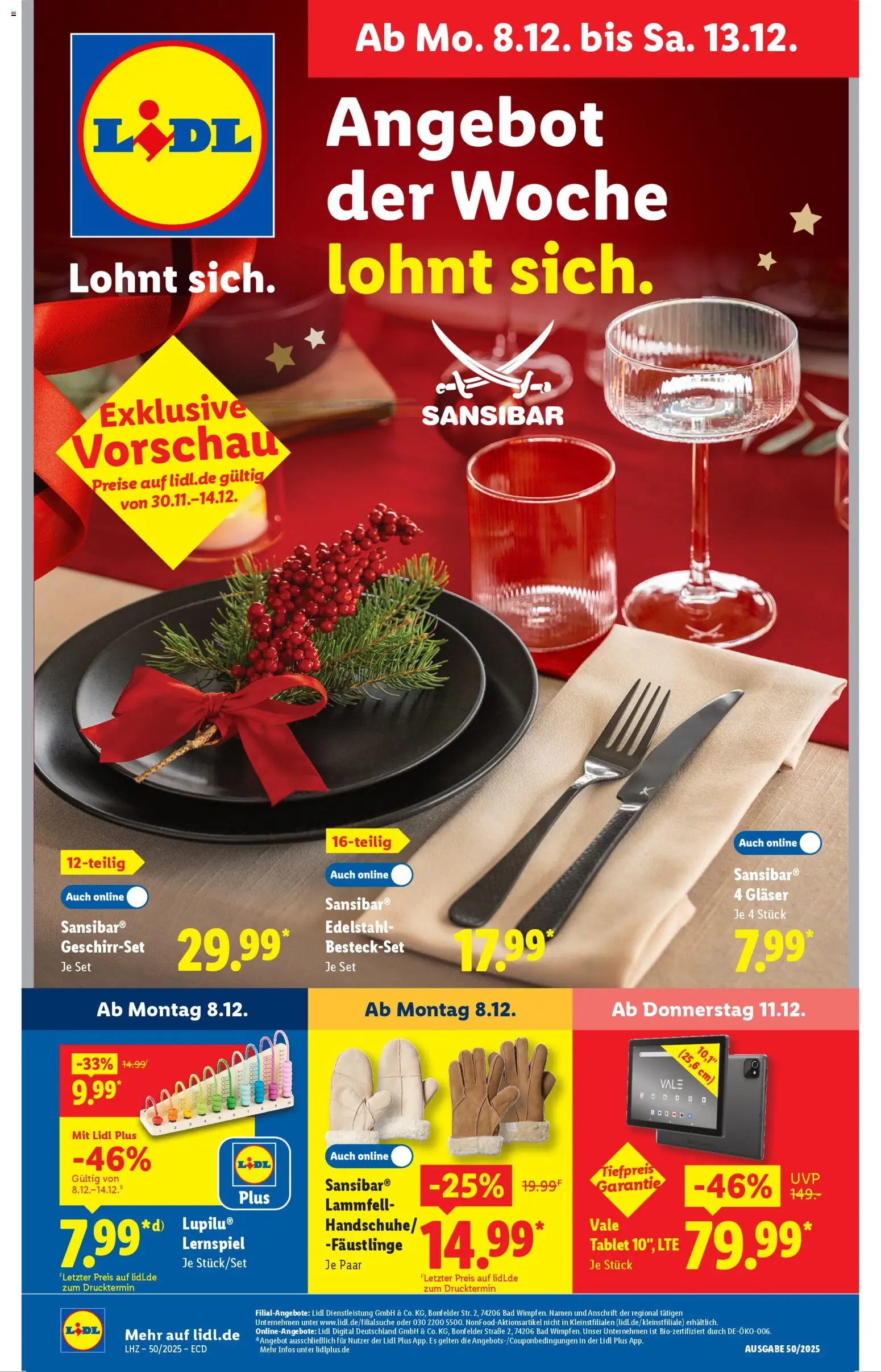 Vorschau von dem Prospekt des Geschäftes Lidl, gültig ab dem 08.12.2025