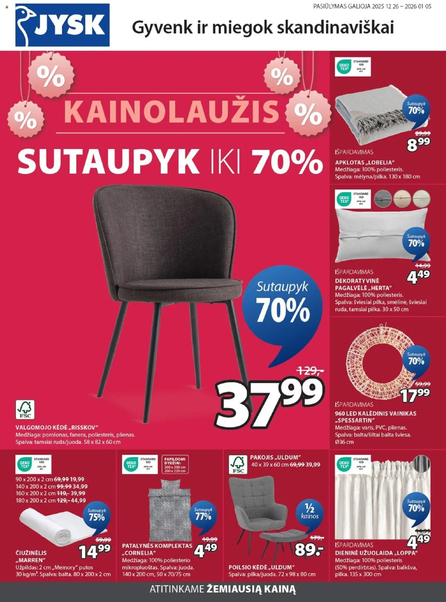 JYSK parduotuvės leidinio Leidinys galiojančio nuo 2025.12.26 peržiūra