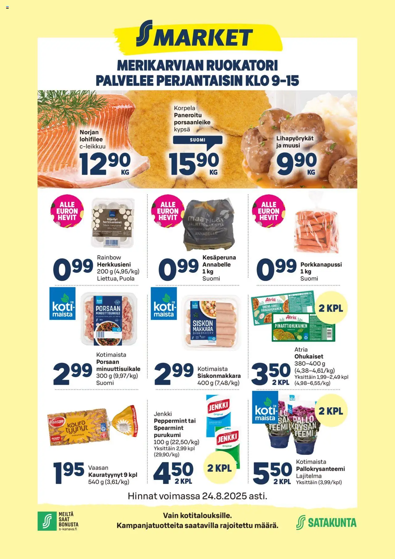 S-market-kaupan Merikarvia voimassa 21/08/2025 - Sivulla 1