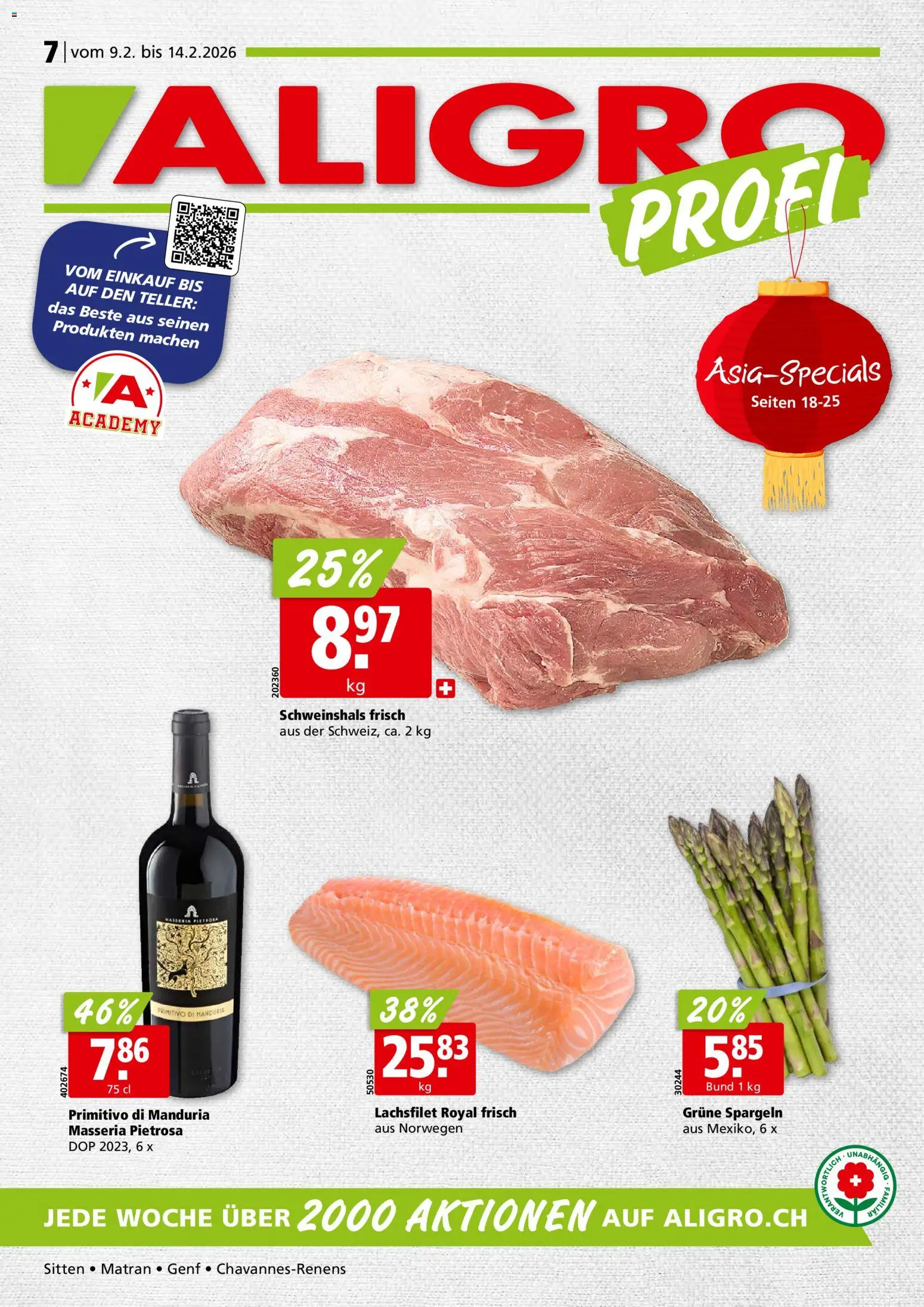 Vorschau des Merkblatts Aktionen Chavannes, Matran, Genf, Sitten vom Shop Aligro gültig von 09.02.2026 bis 14.02.2026