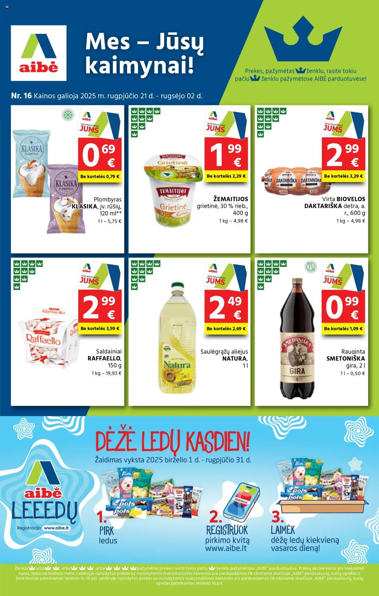 AIBE leidinys galioja nuo 2025.08.21 – puslapio numeris 1 - Saldainiai, Aliejus, Žaidimas, Dėžė, Plombyras, Grietinė