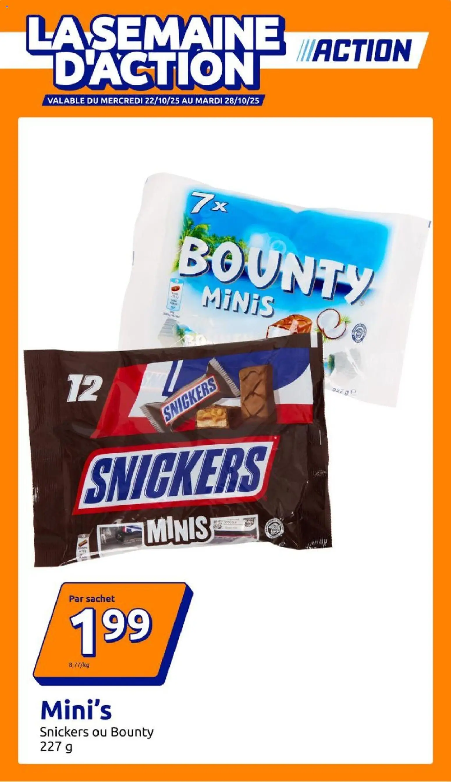 Action shop Folder de la semaine 43 geldig vanaf 22/10/2025 - Paginanummer 1 - La, Snickers