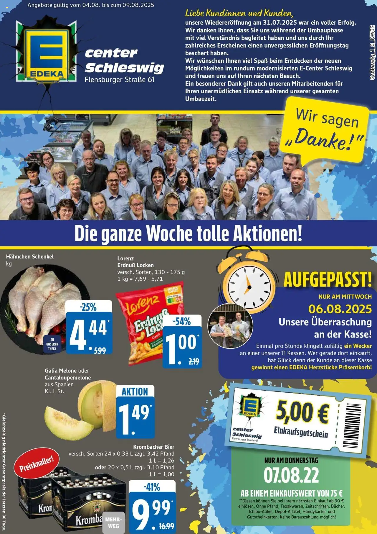 MARKTKAUF Prospekt ab Montag 03.08.2025 > Marktkauf: Wochenangebote - Flensburger, Bier, Wecker, Krombacher, Melone, Theke, Hahnchen