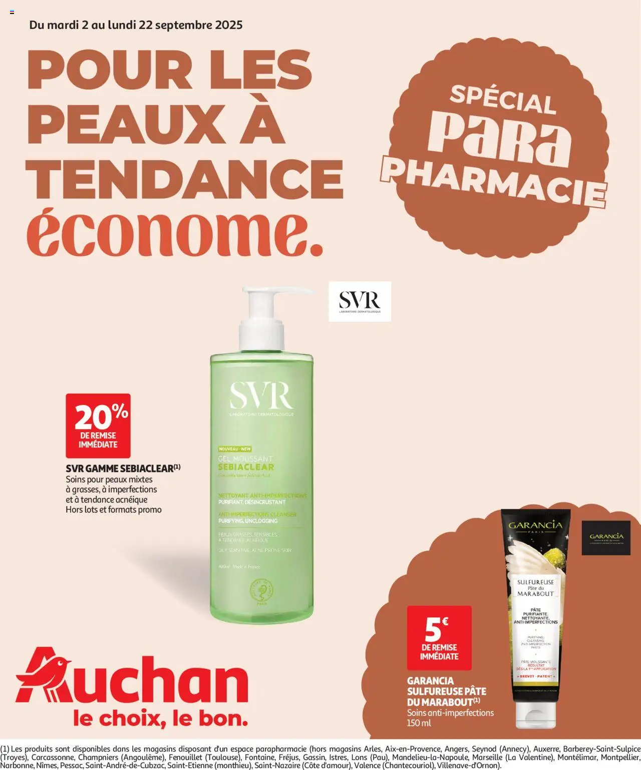 Auchan shop Pour les peaux à tendance économe geldig vanaf 02/09/2025 - Paginanummer 1
