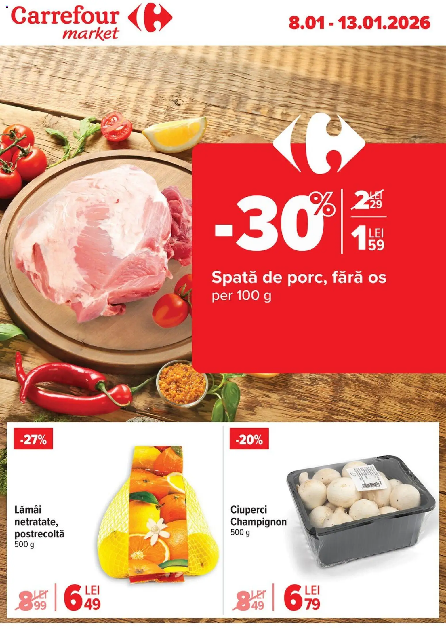 Previzualizarea de cataloage: Carrefour Catalog - Market valabil de la 08.01.2026 - Carrefour, Ciuperci, Lamai