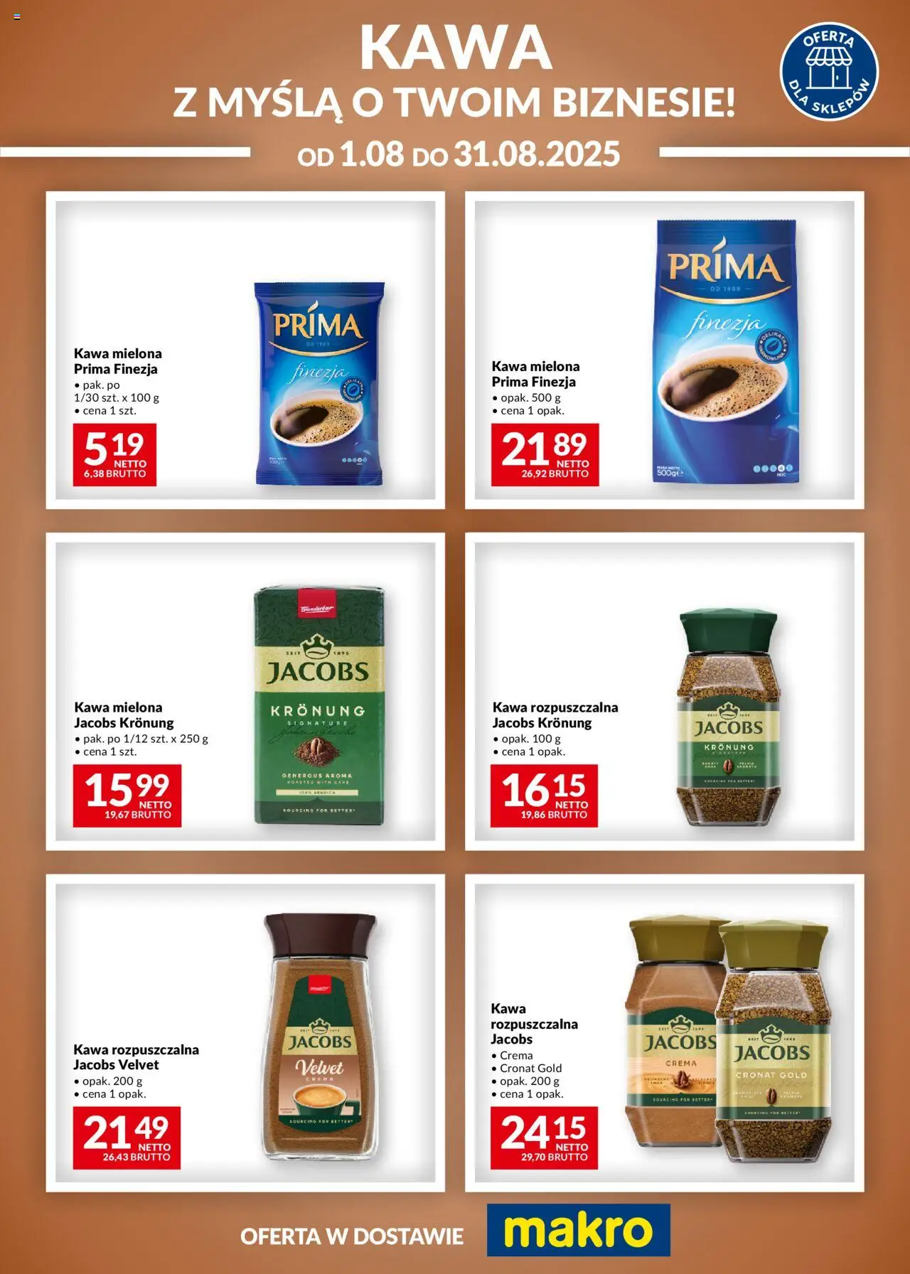 Makro Kawa Jacobs od 01.08.2025 - Nowa Gazetka - Numer strony 1