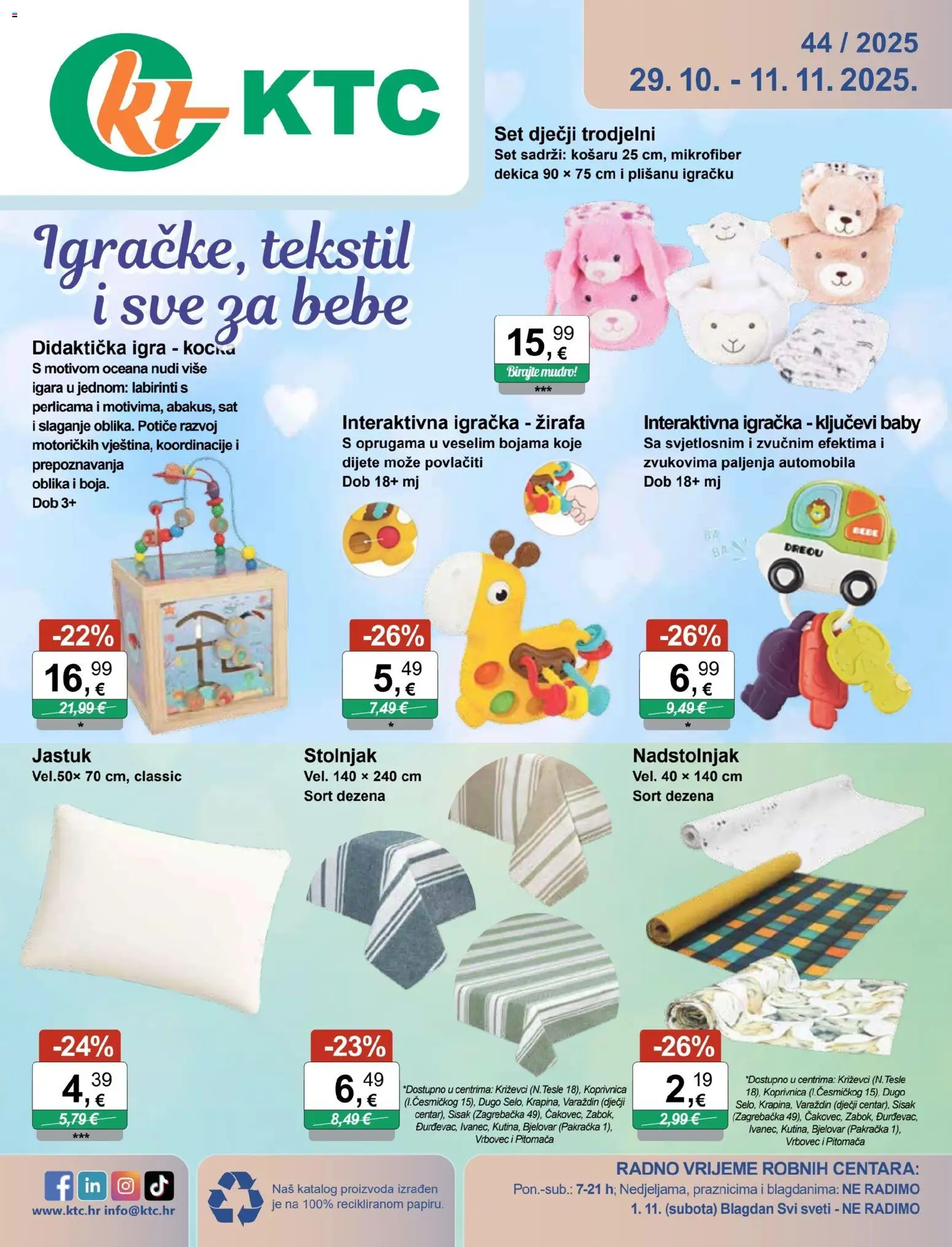 KTC aktualni Katalog igračke i tekstil vrijedi od 15.10.2025 - tjedna akcija broj stranice 1 - Sat, Igra, Jastuk, Stolnjak, Igračka, Interaktivna igračka