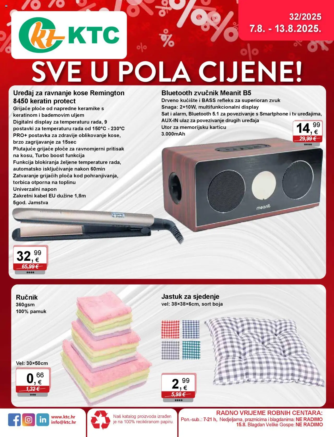 KTC aktualni Letak sve u pola cijene vrijedi od 07.08.2025 - tjedna akcija broj stranice 1