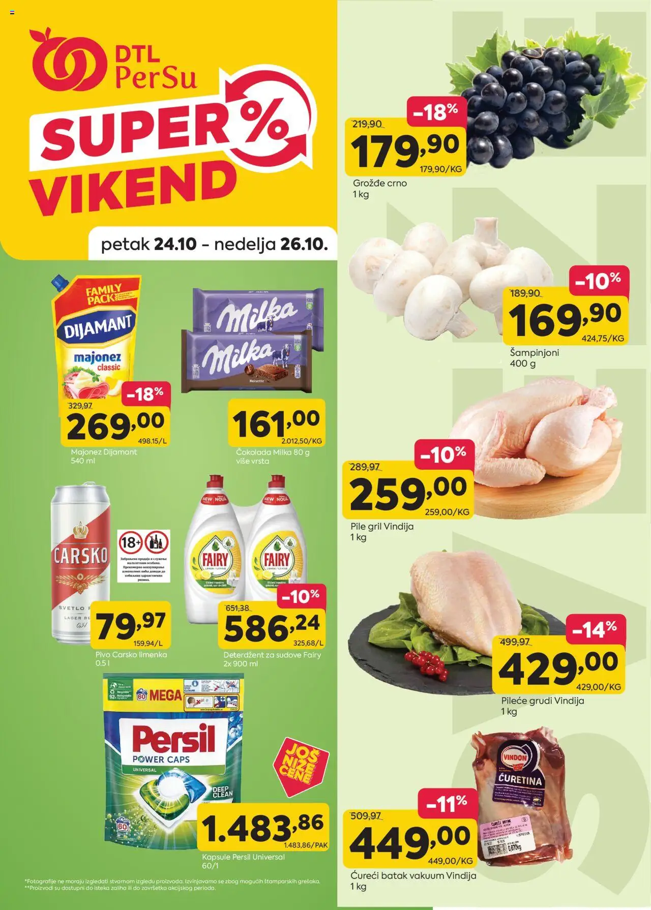 PerSu katalog važi od 24.10.2025 - stranica 1 - Milka, Pile, Majonez, Deterdžent, Ćureći batak, Kapsule, Deterdžent za sudove, Pileće grudi