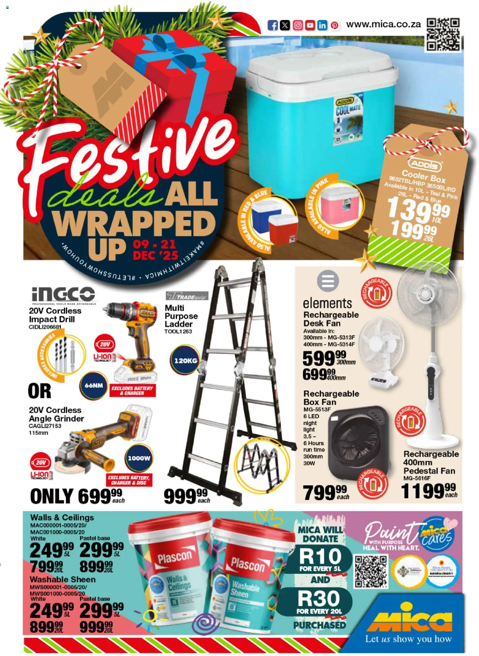 Preview of MICA flyer valid from 09/12/2025 - Desk, Pedestal, Battery, Grinder, Light, Drill, Angle grinder, Cooler