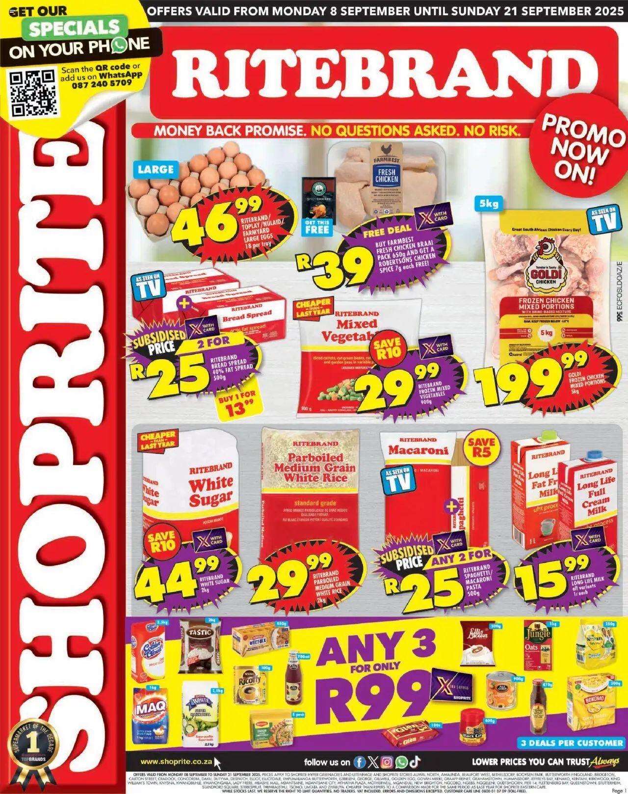 Shoprite Eastern Cape - Ritebrand Savings 08/09 - 21/09/2025 >> Catalogue