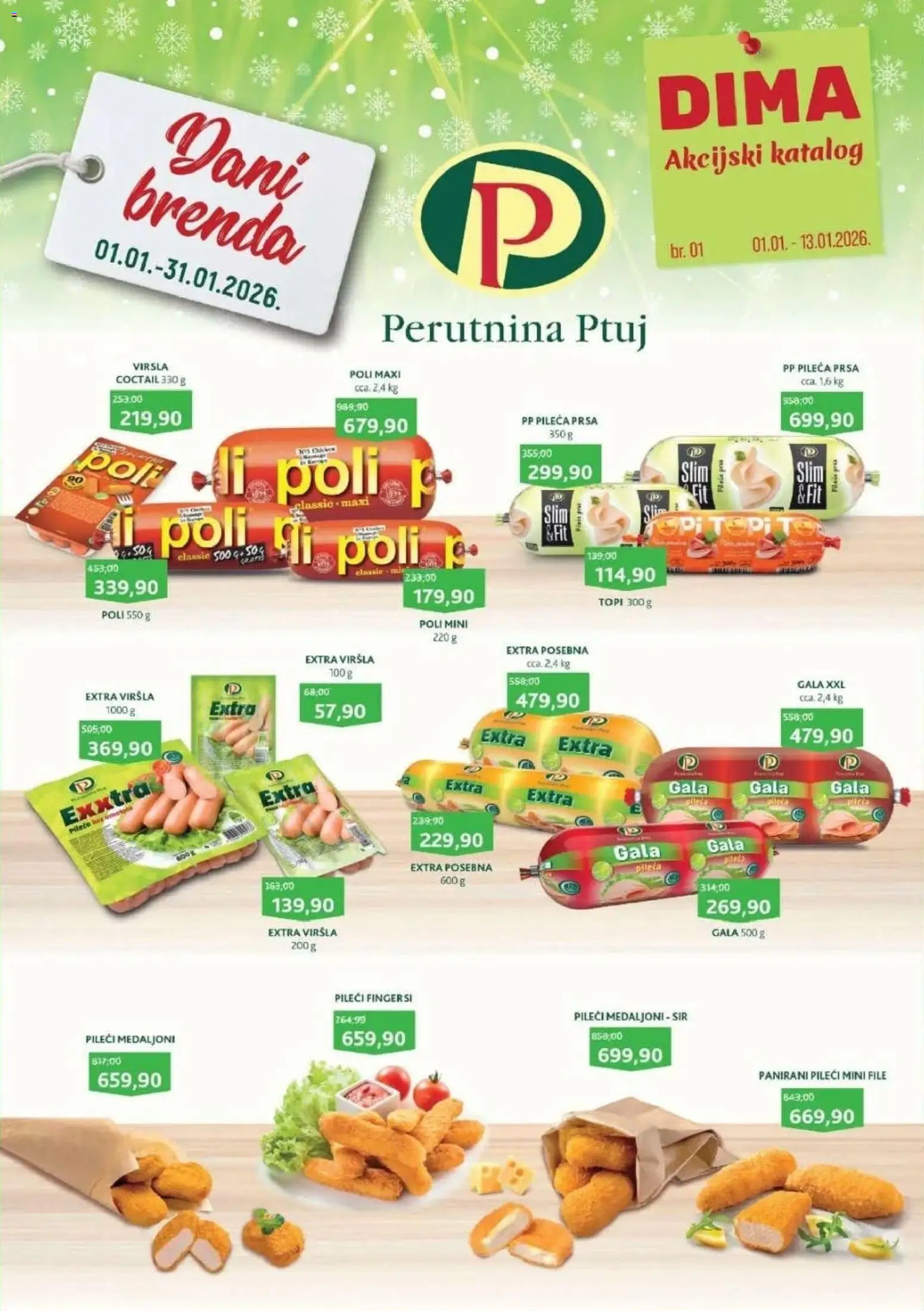 Pregled VP Dima kataloga - važi od 01.01.2026 - Perutnina Ptuj, Sir, Pileća prsa