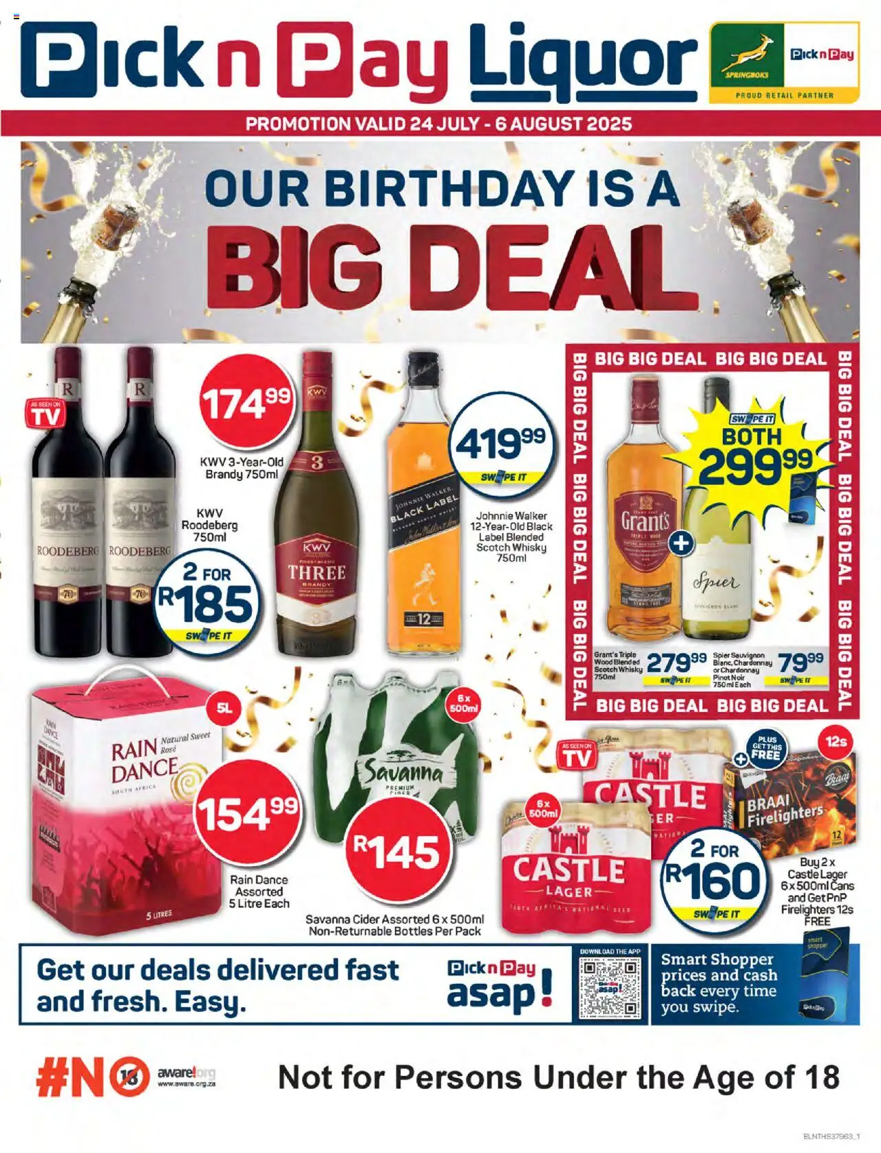 Pick n Pay Birthday Liquor Specials from 24/07 - 06/08/2025 > Promotions