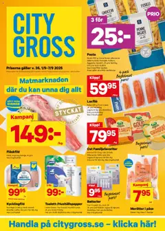 Förhandsgranska reklamblad Aktuella reklamblad City Gross från butik City Gross gäller från 01/09/2025