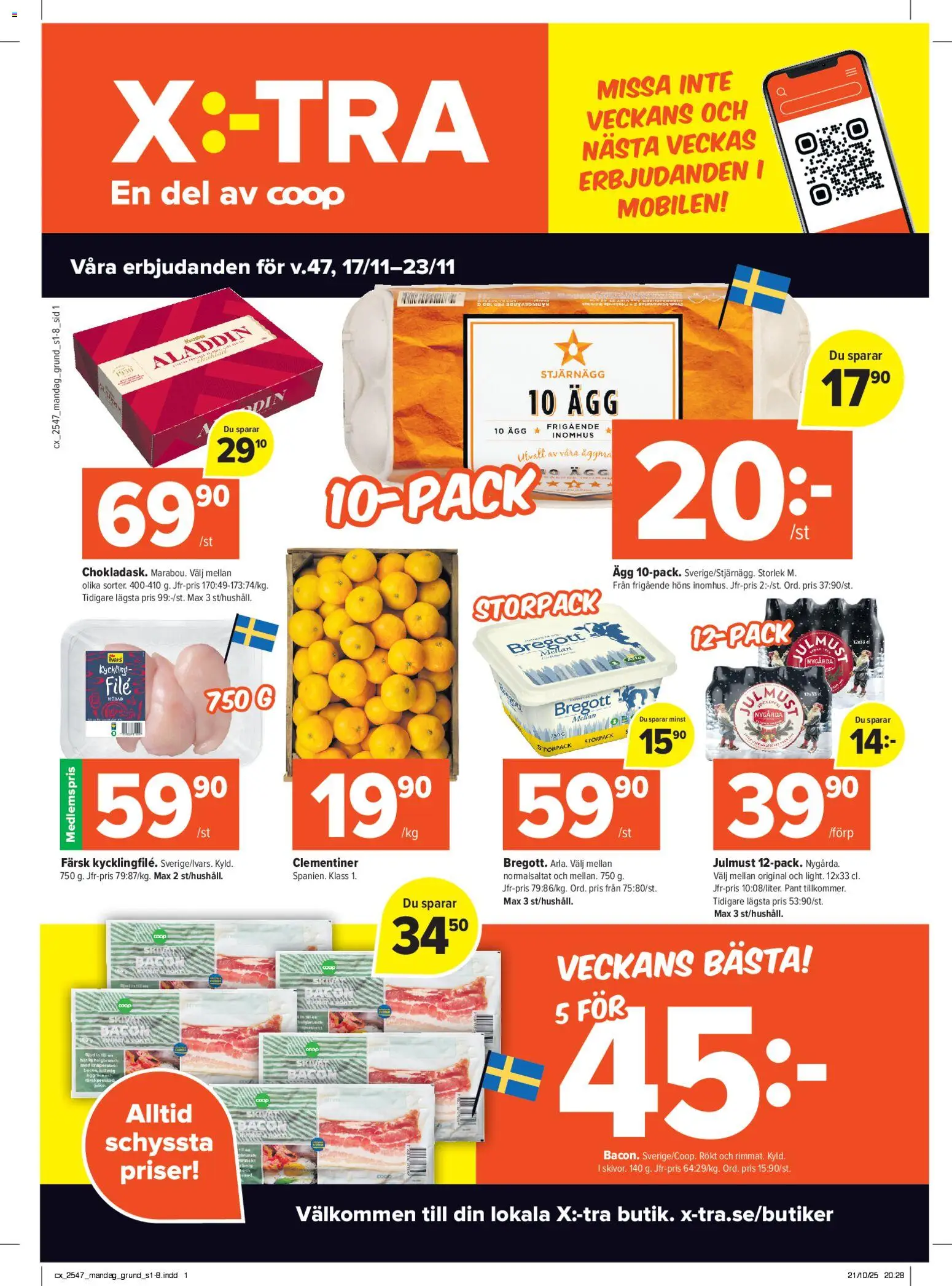 Förhandsgranska reklamblad Aktuella reklamblad Coop X:-TRA från butik Coop X:-TRA gäller från 17/11/2025